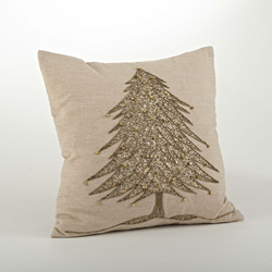 1025 - Beaded Xmas Tree Design Pillow - Down Filled