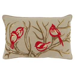 1129 Embroidered Bird And Branch Pillow