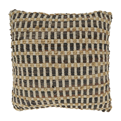 1250 Leather And Jute Woven Pillow - Cover