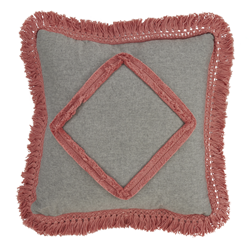 138 - Cotton Fringe Lace Applique Pillow - Down Filled