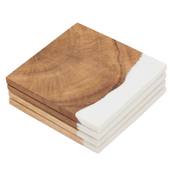 CO538 Wood And Resin Coasters - Set Of 4