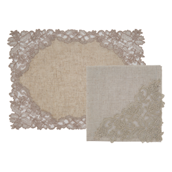 1969 - Lace Embrd 14X20 Placemat And 20 Napkin -Set Of 2