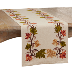 1067 Embroidered Fall Leaf Runner