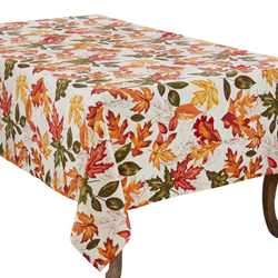 1227 Embroidered Autumn Leaves Tablecloth