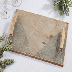 HA326 Slate Tray With Wooden Handles