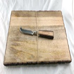 SE233 Live Edge Wooden Cheese Platter And Knife