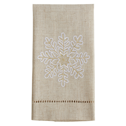 XM758 Embroidered And Hemstitched Snowflake Guest Towel