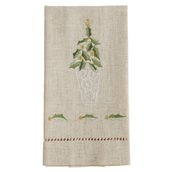 XM759 Embroidered And Hemstitched Topiary Guest Towel