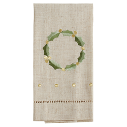 XM760 Embroidered And Hemstitched Wreath Guest Towel
