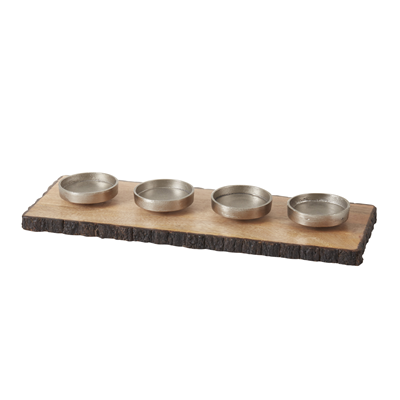 HA911 Wood Platter Votive Holder