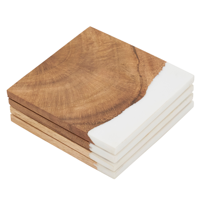 CO538 Wood And Resin Coasters - Set Of 4