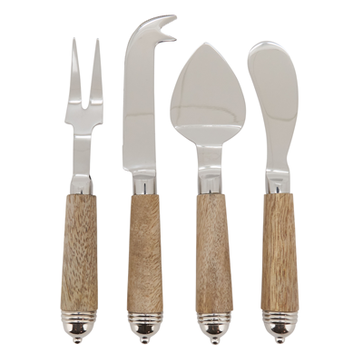 SP361 Bark Wood Cheese Cutlery - Set Of 4