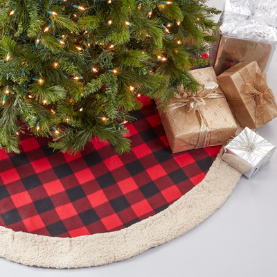 1786 Buffalo Plaid And Sherpa Tree Skirt