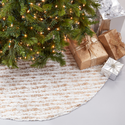 2323 Foil Print Faux Fur Tree Skirt