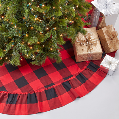 9025R Buffalo Plaid Ruffled Tree Skirt