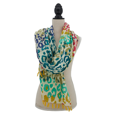 S9317 Rainbow Leopard Block Print Scarf