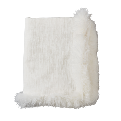 TH1028 Lamb Fur Border Linen Throw