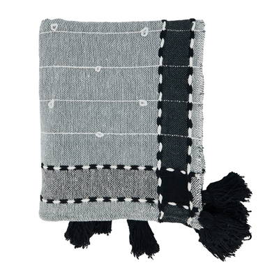 TH134 Banded Border Tassel Throw