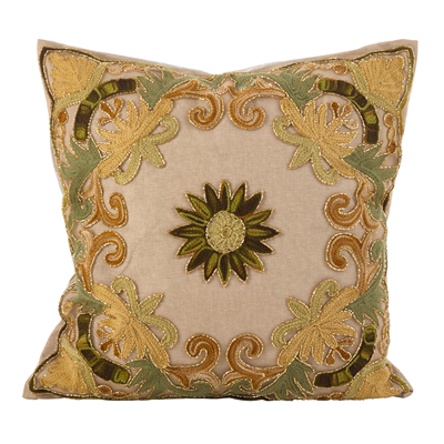 AN02 - Beaded And Embroidered Pillow - Poly Filled