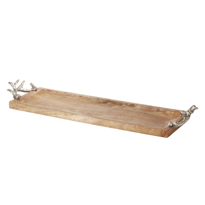 SE913 Wood Antler Handle Tray