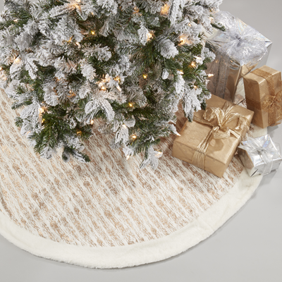 23230 Foil Print Faux Fur Tree Skirt