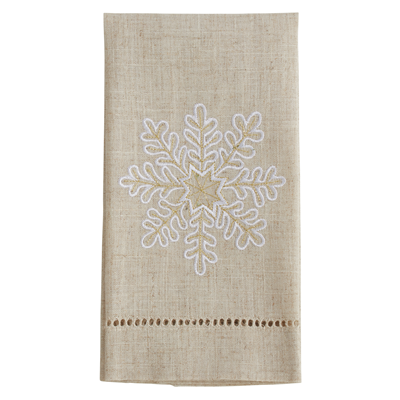 XM758 Embroidered And Hemstitched Snowflake Guest Towel