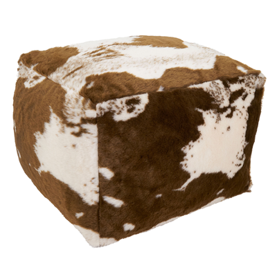 PU471 Faux Fur Cow Hide Pouf